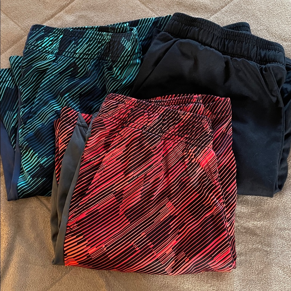 Lot of 3 All in Motion Boys Athletic Shorts - Black, Red, Green Size L(12/14)